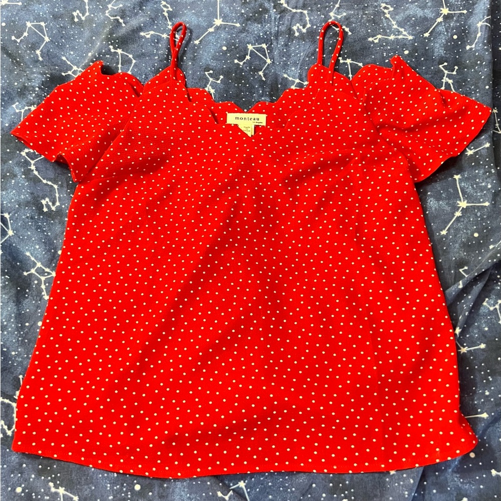 NWOT Monteu Polka Dot Blouse